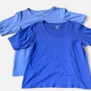BUNDLE Women’s L.L.Bean Casual Blue Cotton Relaxed Fit T-shirts •Size M